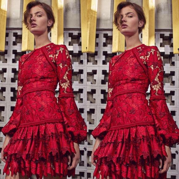 Alexis Fransisca Red Lace Mini Dress - Picture 2 of 6